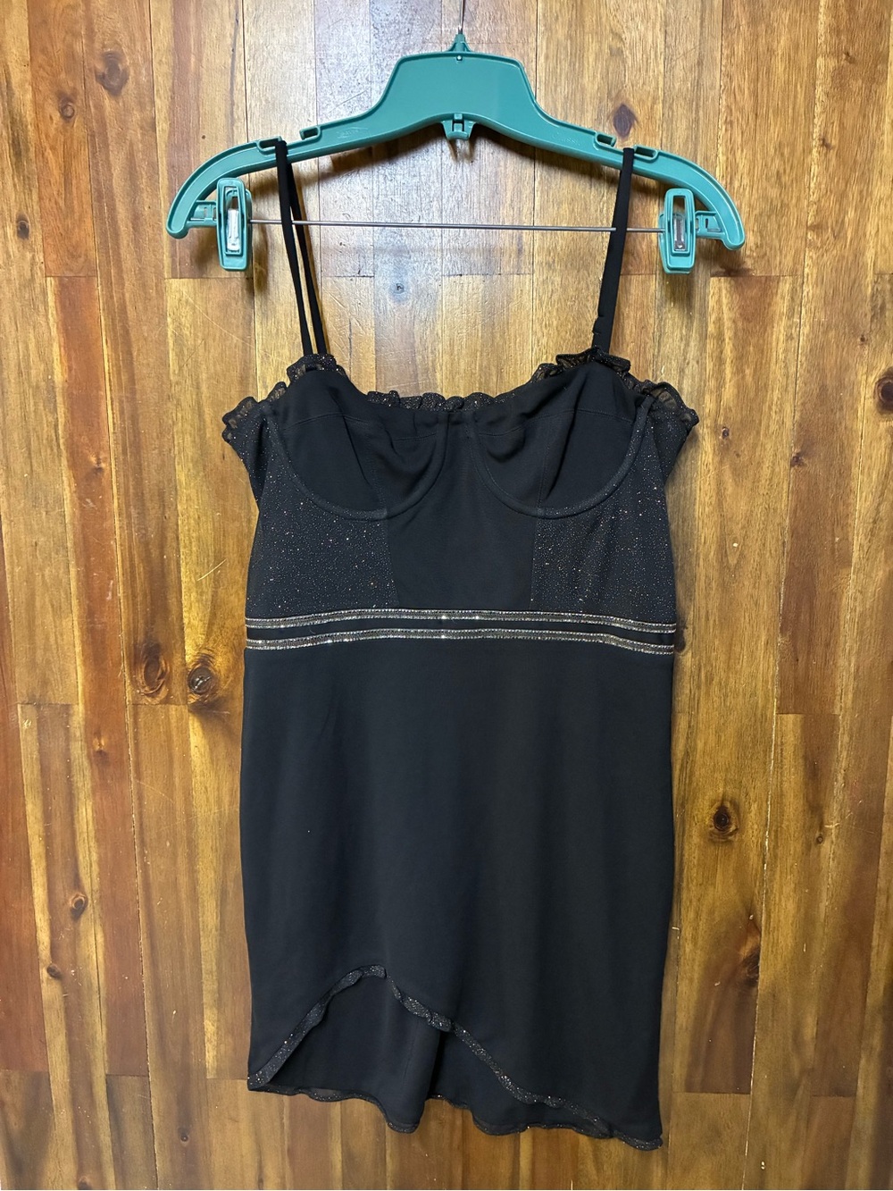 Hours Black Ruffle Y2K Corset Longline Top Women’s Size Medium (Runs Small)